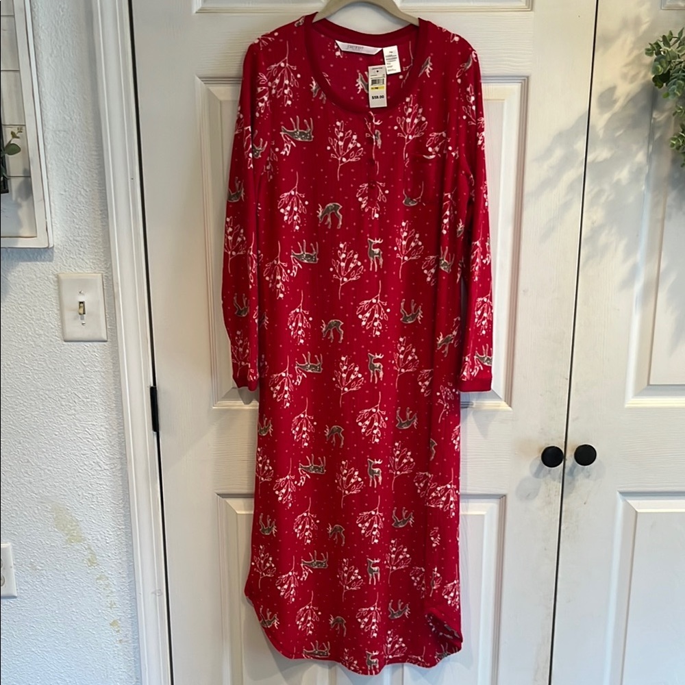Jasmine Red Reindeer Pajama Dress